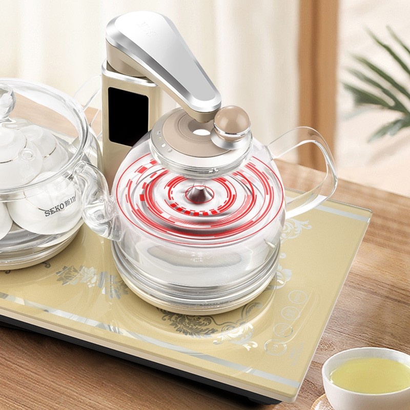 SEKO/新功遥控全自动上水电热水壶F100玻璃水壶防尘泡茶烧水壶