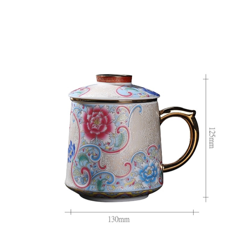新功茶馆 掐丝银-百川杯办公杯大容量杯子瓷杯马克杯泡茶办公杯