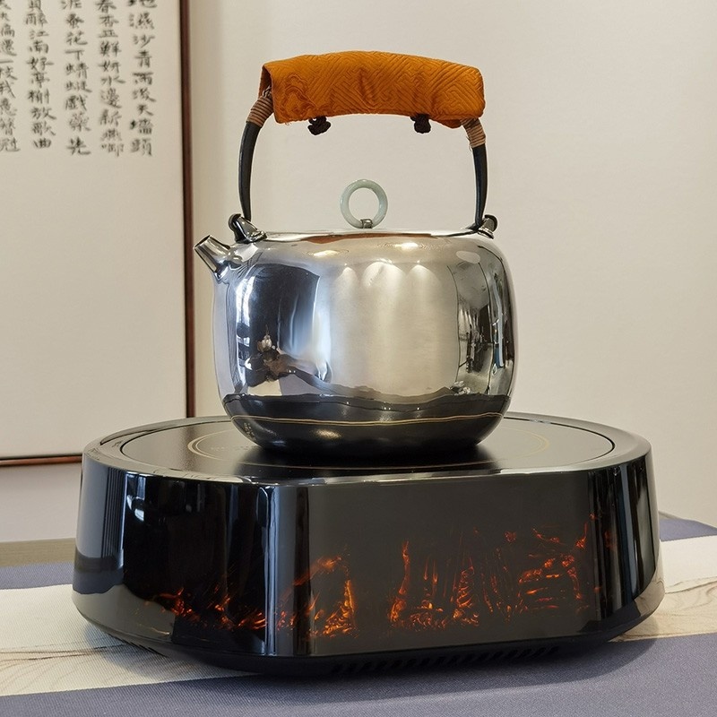 新功茶馆 银壶茶壶大容量烧水壶一张打茶道煮茶壶单环高桶打口出