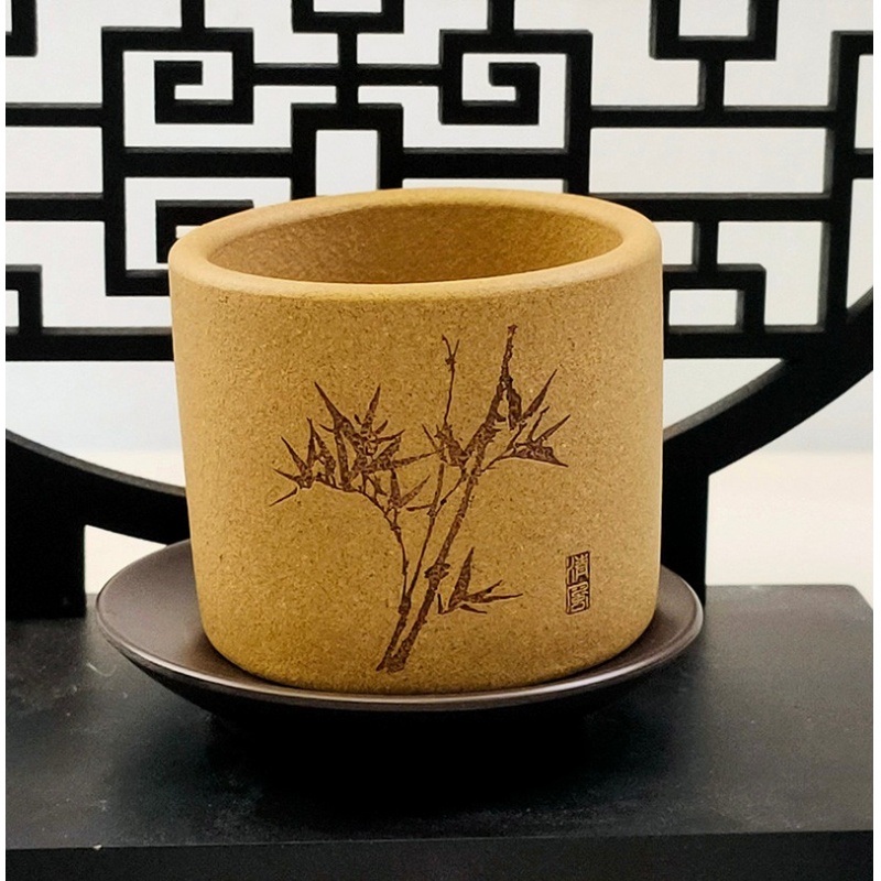 新功茶馆 紫砂圆满杯竹吟杯品茗杯个人专属主人杯乌龙茶杯功夫茶杯