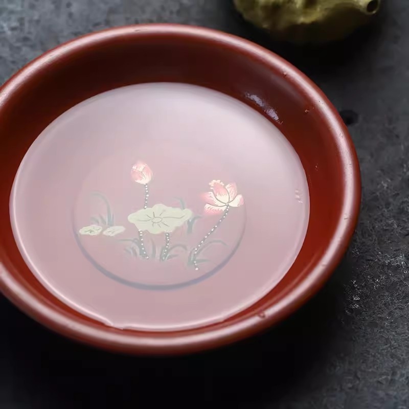 新功茶馆 精品紫砂泥彩绘壶承泡茶小茶盘干盖碗托