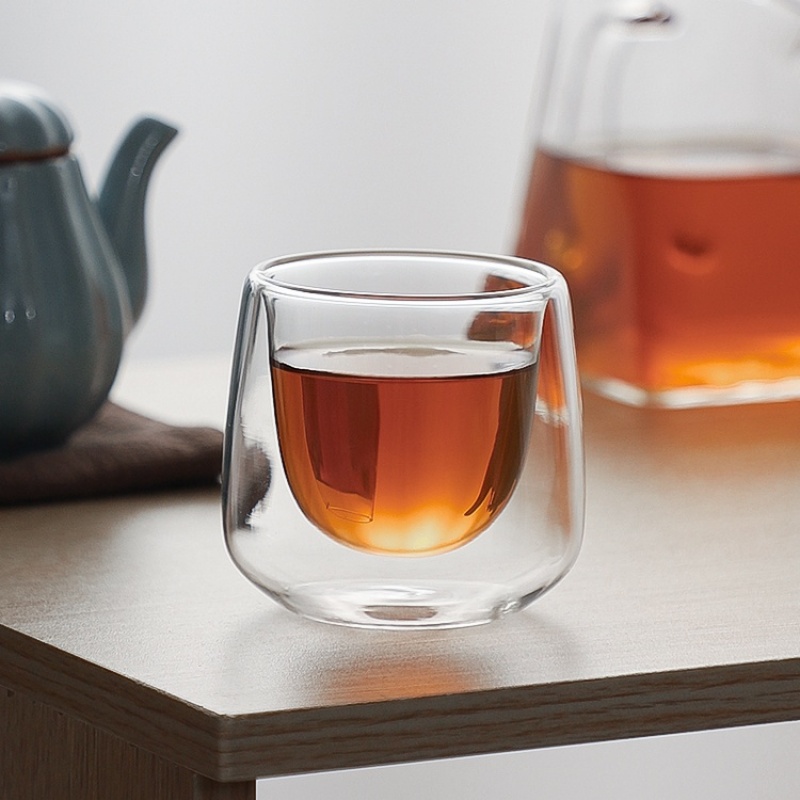 新功茶馆 双层隔热防烫高硼硅玻璃功夫茶杯玻璃杯