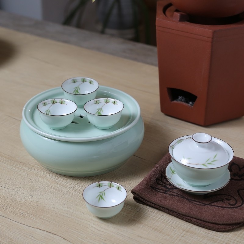 新功茶馆 潮州骨瓷旅行茶具套装高温白瓷工夫茶具泡茶器