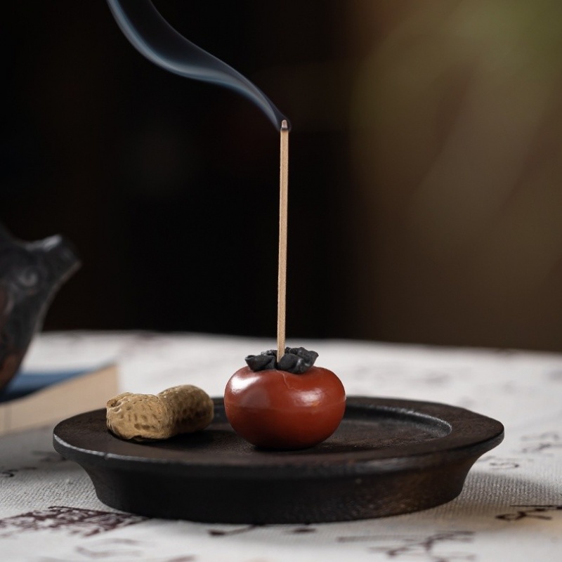 新功茶馆 杮杮如意小杮子茶宠摆件线香插创意小香炉