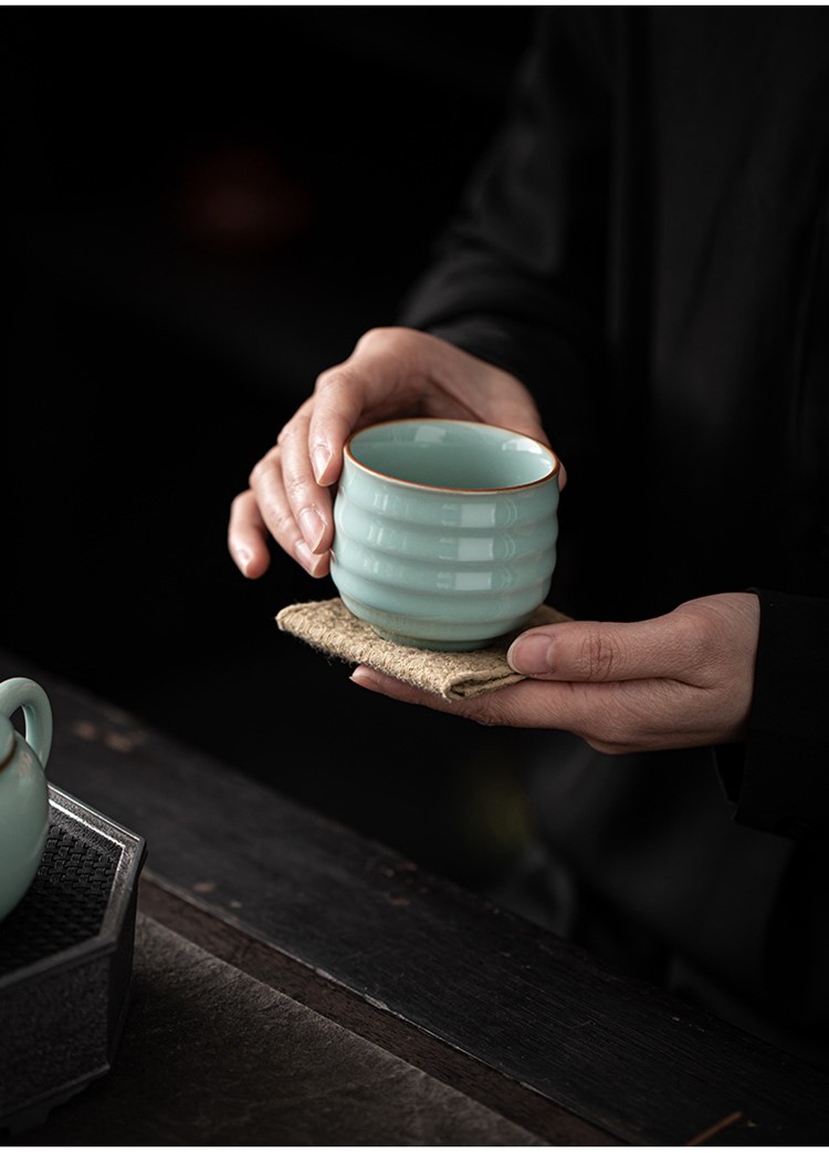 値引きする 鉄胎嵌銀白汝窯茶杯カンフウ茶具主人杯純手用家庭用和単杯