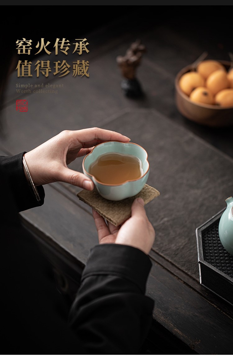 新功茶馆厚湖窑汝窑茶杯主人杯大号陶瓷品茗杯汝瓷开片可养功夫_汝窑 