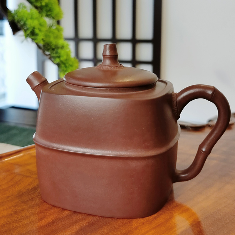 新功茶馆紫砂壶（黄龙山原矿紫泥）中式复古泡茶壶茶壶单壶乌龟手抓壶