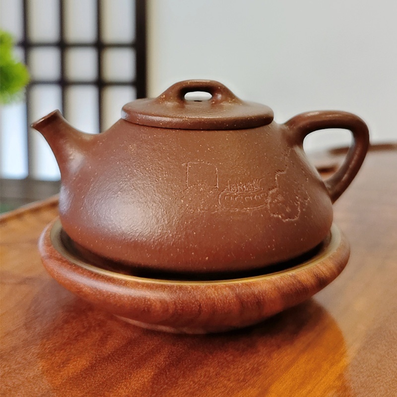 新功茶馆 小石瓢/原矿降坡泥宜兴紫砂壶刻绘泡茶壶茶具
