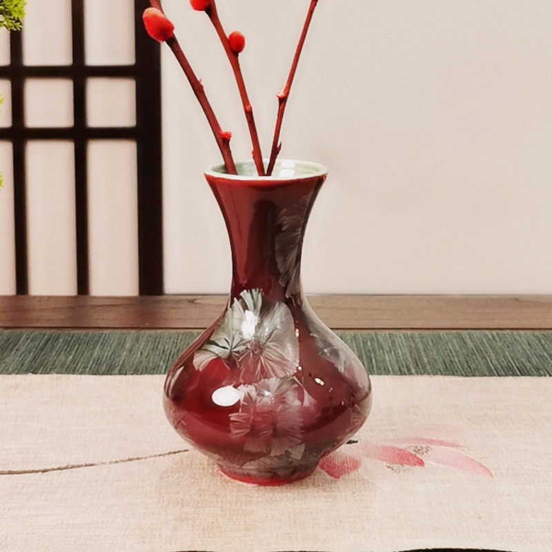 新功茶馆 结晶釉陶瓷花瓶现代简约摆件家居电视柜欧式家用清新装饰品-单个
