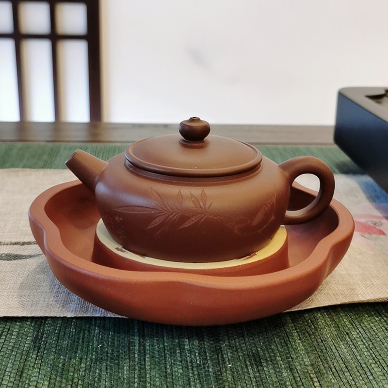 新功茶馆 紫砂手绘壶承蓄水干泡台茶托养壶茶承家用小茶盘