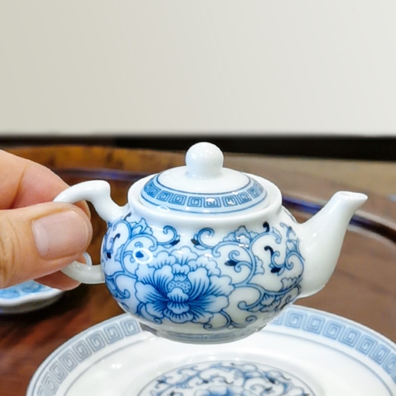 新功茶馆 缠枝牡丹盖碗陶瓷茶肯泡茶白瓷功夫茶具三才敬茶碗