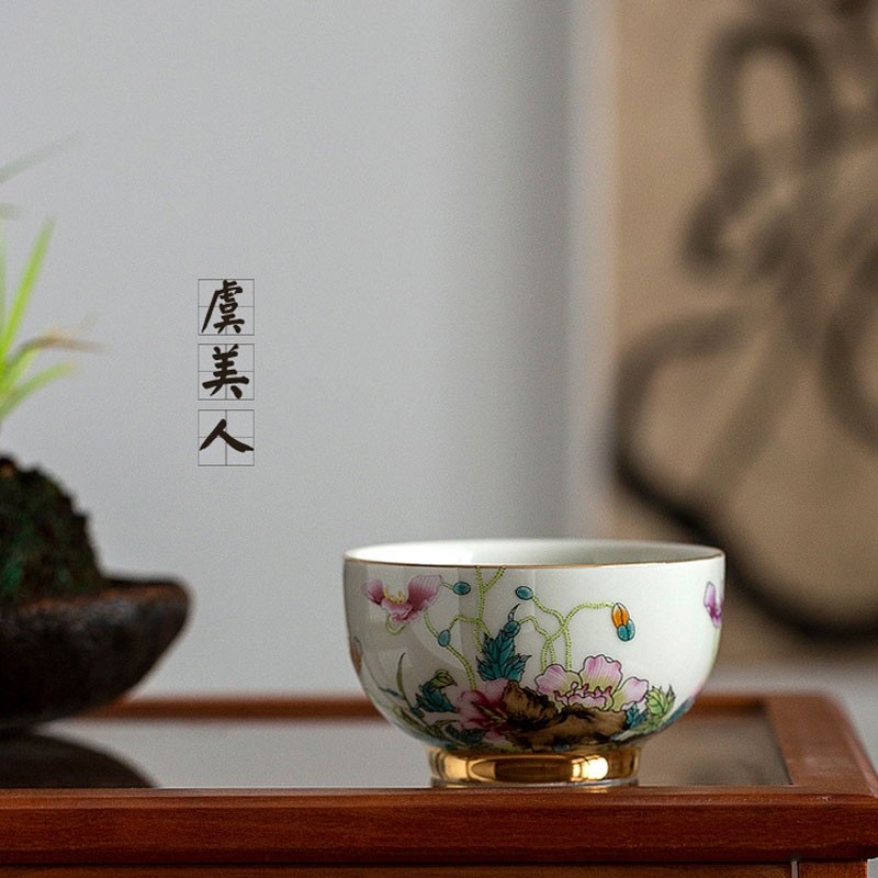 新功茶馆 福享四象-和善静美粉彩陶瓷茶杯中式复古风茶具伴手礼