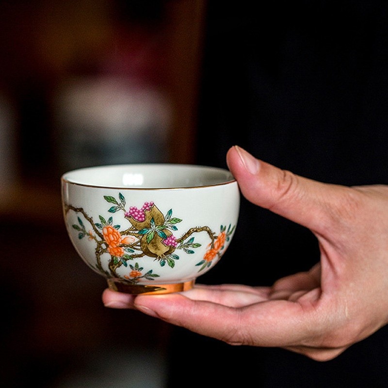 新功茶馆 福享四象-和善静美粉彩陶瓷茶杯中式复古风茶具伴手礼