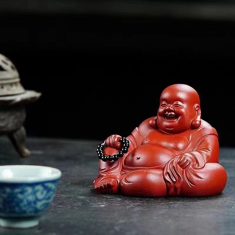 新功茶馆 紫砂茶宠精品弥勒佛大摆件雕塑茶玩可养宜兴
