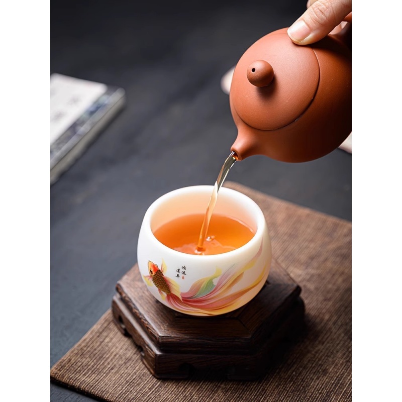 新功茶馆  兰如鱼自在罗汉杯主人杯品茗杯大茶盏茶器