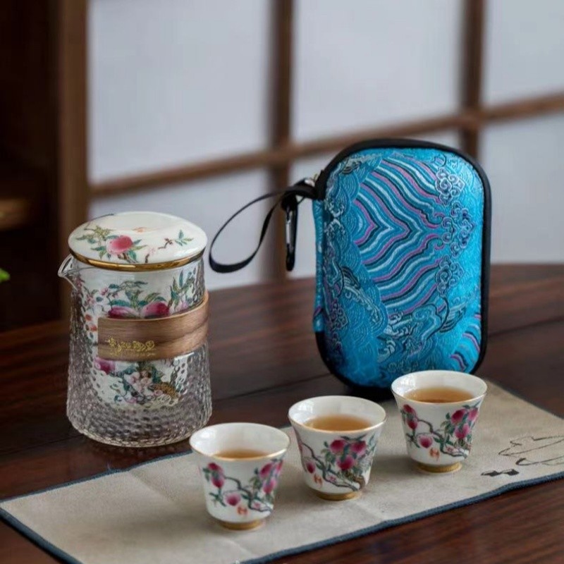 新功茶馆 旅行茶具泡茶杯中式一壶三杯便携户外露营泡茶器