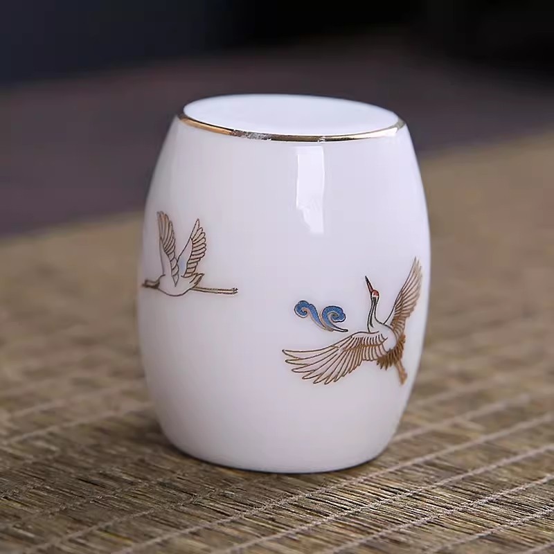 新功茶馆 羊脂玉瓷盖置手绘茶壶盖碗盖子白瓷陶瓷盖置