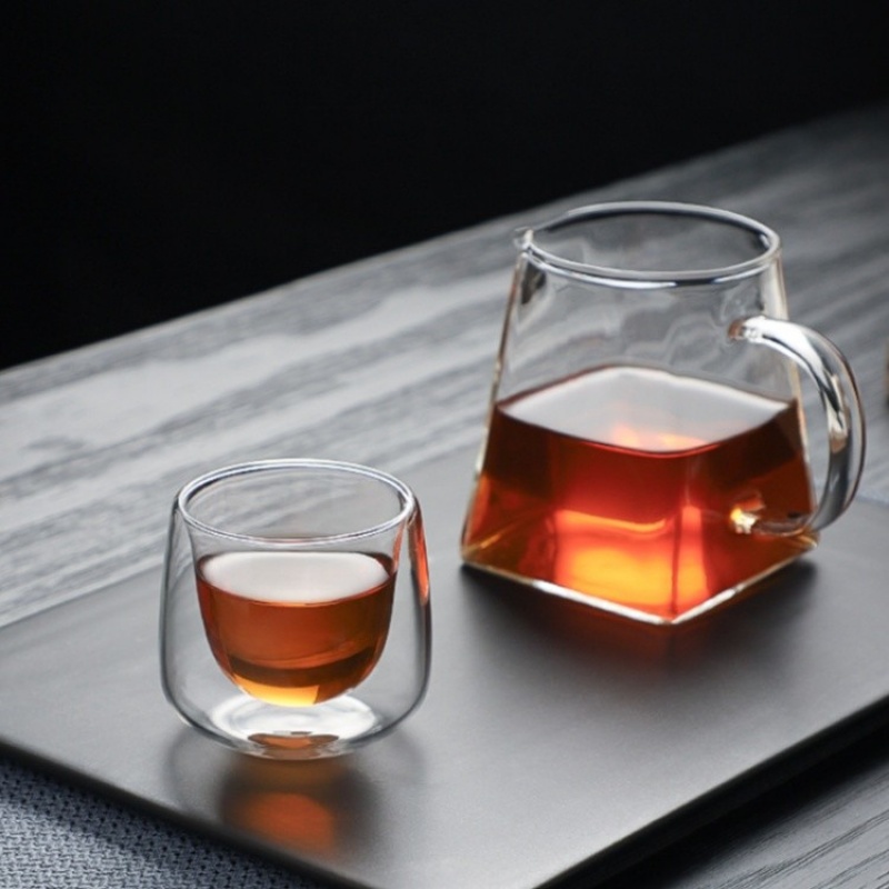 新功茶馆 双层隔热防烫高硼硅玻璃功夫茶杯玻璃杯