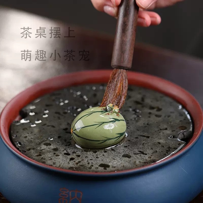 新功茶馆 宜兴茶桌摆件纯全手工创意茶玩精品喷水西瓜